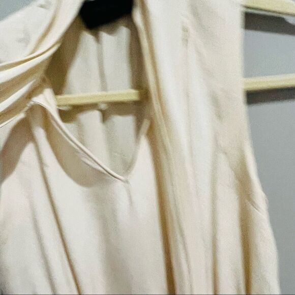 Derek Lam Cream Silk Sleeveless Fringe Tie Blouse Top Size 4 IT 40 - Picture 9 of 13